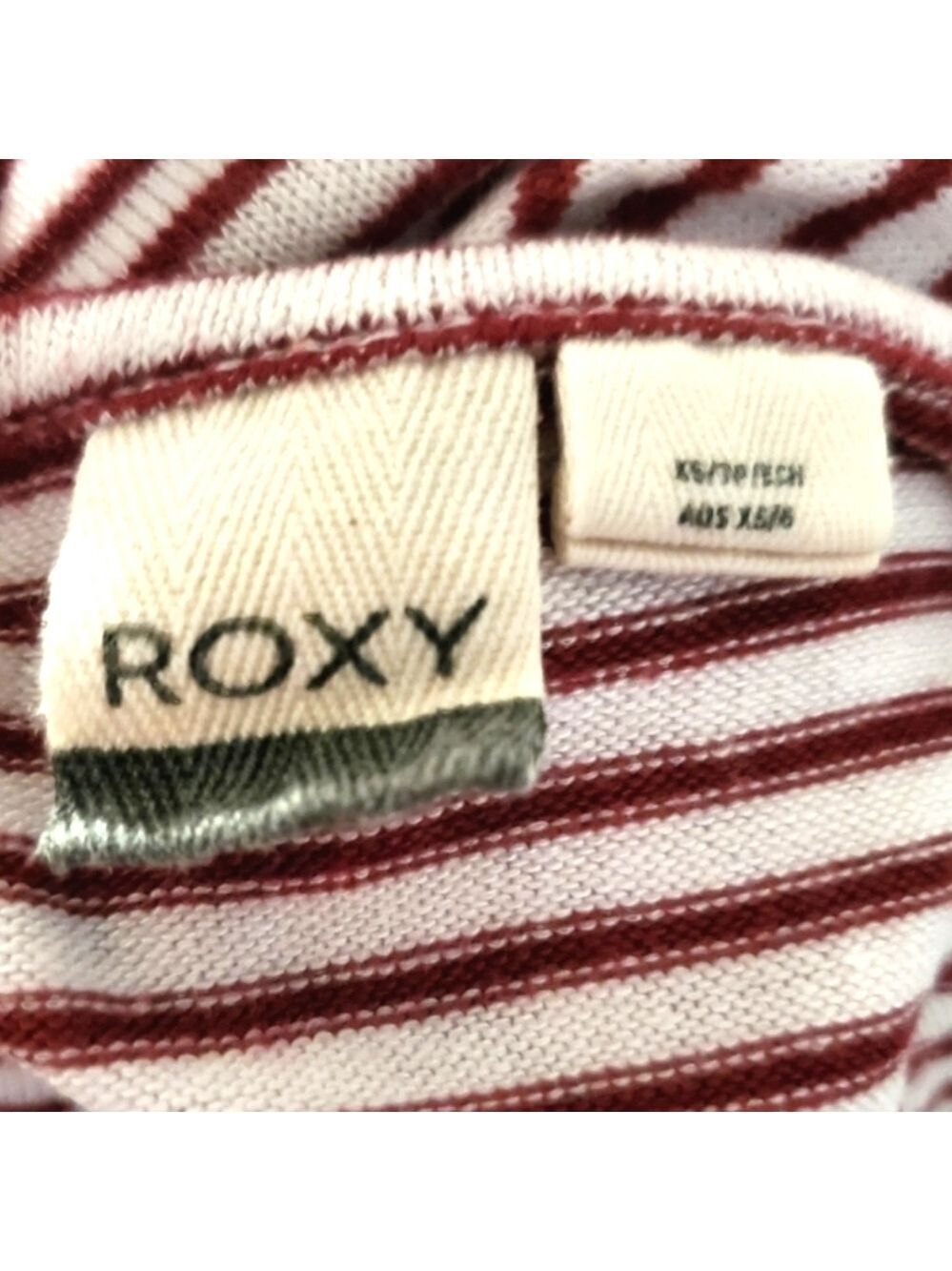 ROXY STRIPED KNIT SWEATER LONG SLEEVE BATWING SCOOP NECK RED WHITE WOMANS SMALL - Picture 2 of 6